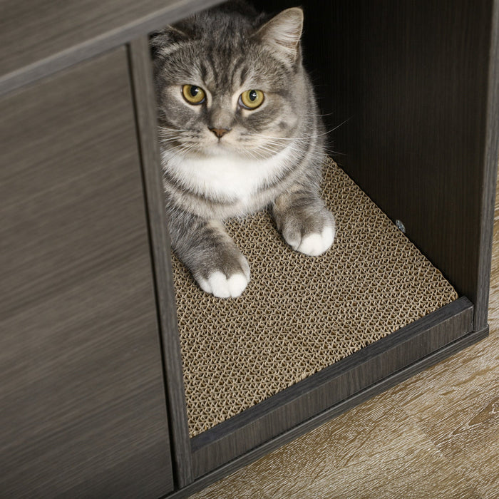 Pawhut Cat Litter Box Enclosure, Industrial Hidden Cat Washroom Furniture, End Table With Double Doo