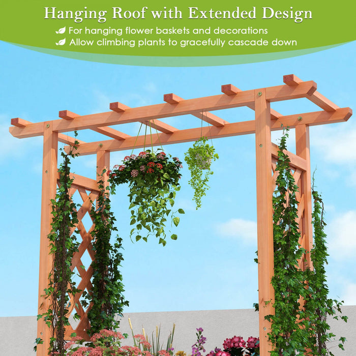 Costway 1 Pcs Wooden Raised Garden Bed With Trellis & Hanging Roof Drainage Elevated Planter Box