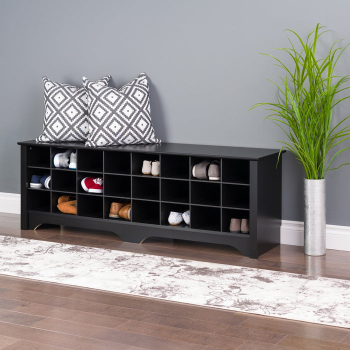 Twenty-Four Pair Shoe Storage Cubby Bench - Black