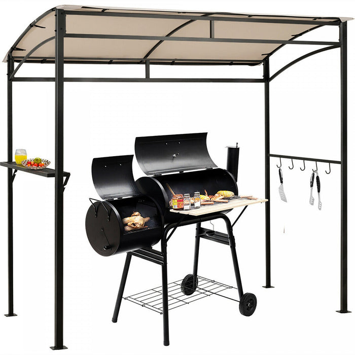 7'x4.5' Grill Gazebo Outdoor Patio Garden Bbq Canopy Shelter Storage Hook Beige
