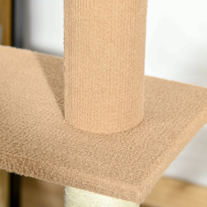 Pawhut 100\" Floor To Ceiling Cat Tree W/ 3 Perches Activity Center For Kittens Cat Tower Furniture, 