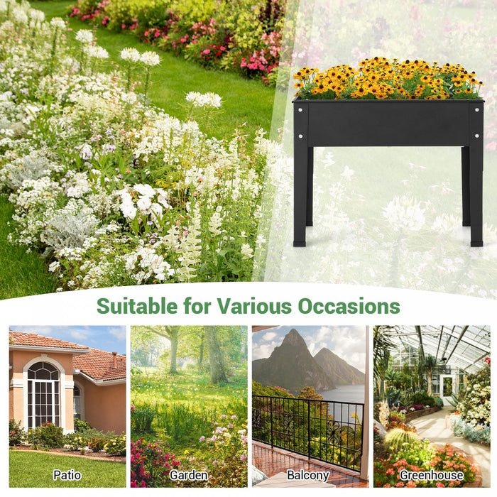 Costway 24" Raised Garden Bed With Legs Metal Elevated Planter Box Drainage Hole Backyard
