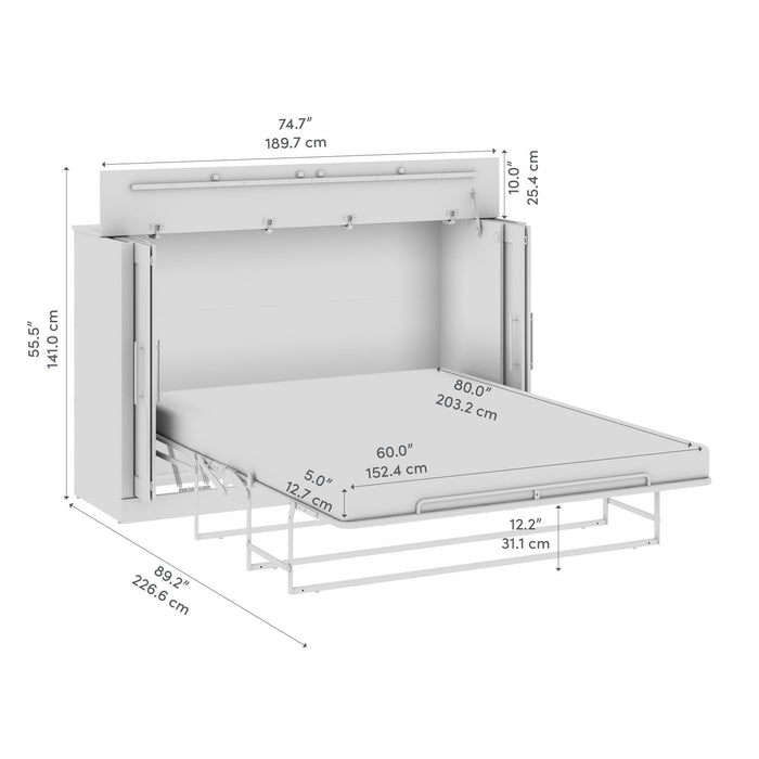 Bestar Pur 75 W Queen Cabinet Bed with Mattress - White