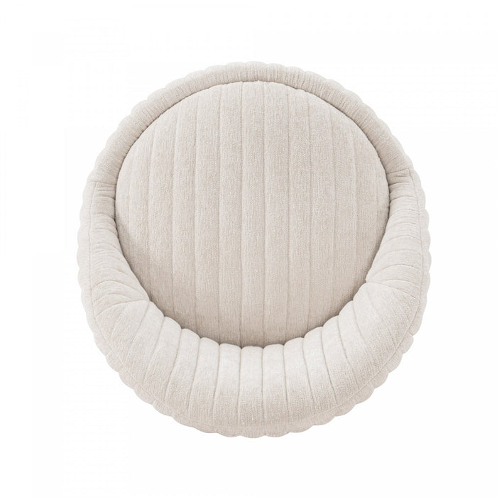 Leela Modern Chenille Swivel Lounge Chair in Cream - Set of 2 Accent Chair 