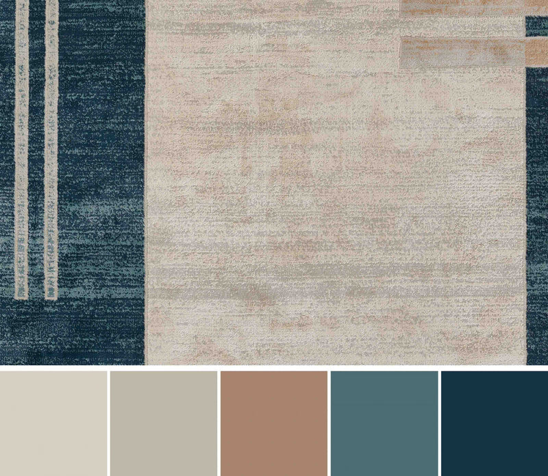 Sorelle Contemporary 5'1\" x 7'7\" Area Rug in Blue Indoor Area Rug 