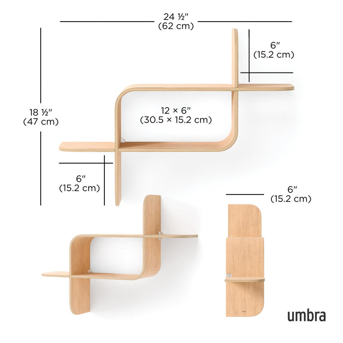 Umbra Modern Wood Montage Wall Shelf - Natural