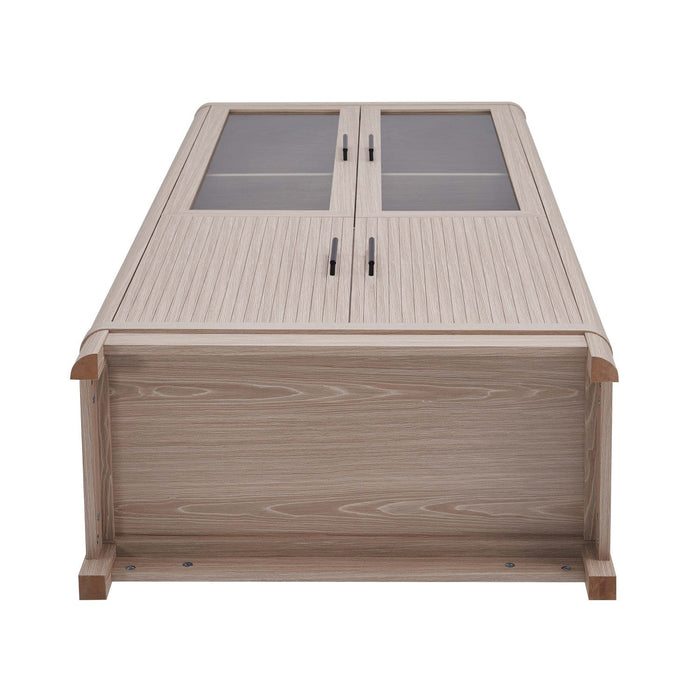 Jodie Mid-Century Modern 31\" Bookcase Cabinet in Whitewashed Oak (6-Shelf) - Set of 2 