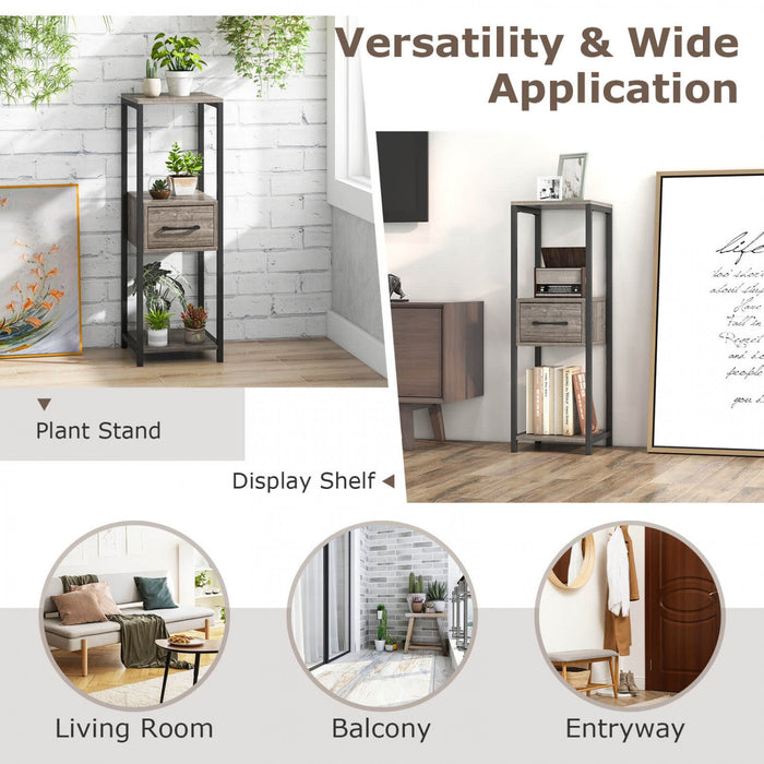 Costway 2 Pack 3 Tier Tall Metal Plant Stand Indoor Plant Table With Drawer Anti-tipping Devices