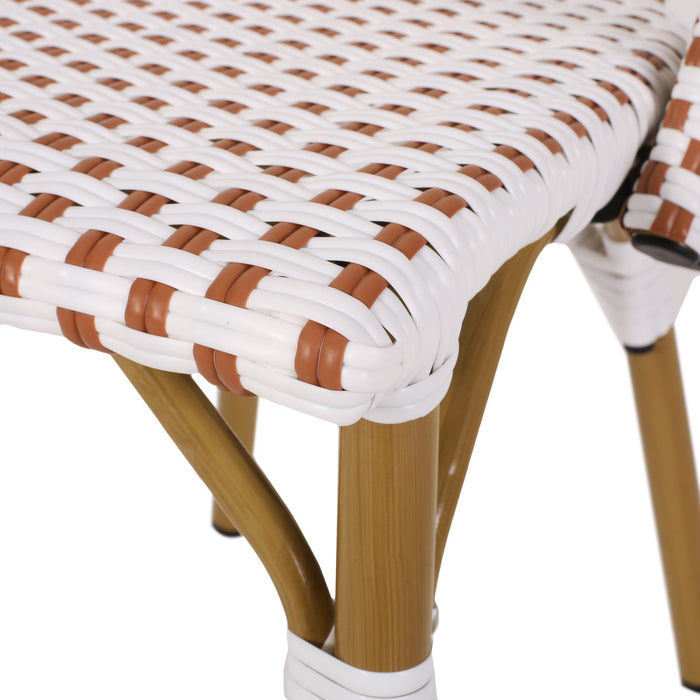 Julien Faux Ratten and Aluminum French Bistro Chairs, Set of 2 - White and Red 