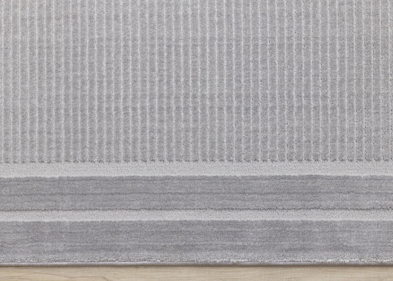 Ellie High-Low Textured Soft Polyester Grey Border Area Rug - 7'10\" x 10'6\"