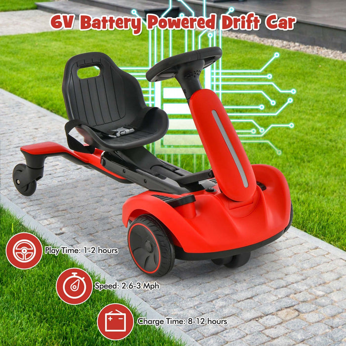 Costway 6v Kids Ride On Drift Car Electric Drifting Go Kart For Kids With 360° Spin Red