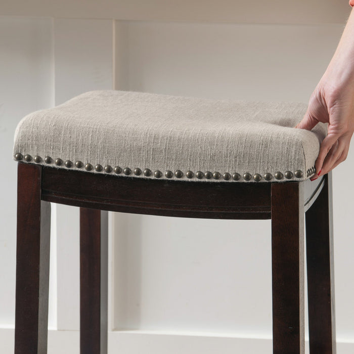 Claridge Linen-Look Fabric Backless Counter-Height Stool - Dark Walnut
