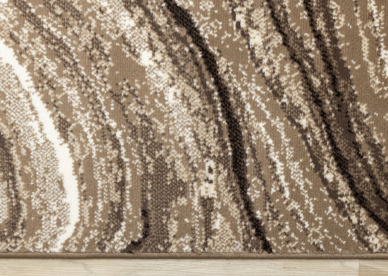 Forte Brown Cream Soothing Waves Area Rug - 5'3\" x 7'5\"