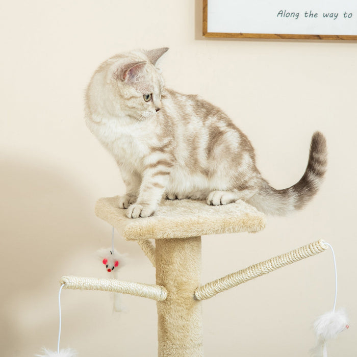 Pawhut 52\" Multi-level Cat Tree Kitten Playhouse Kitty Activity Center Scratching Post Rest Condo Wi