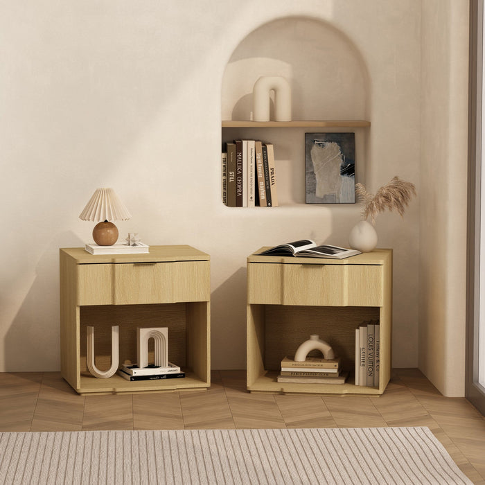 Clive Mid-Century Modern 22\" Nightstand in Natural Oak (1-Drawer) 
