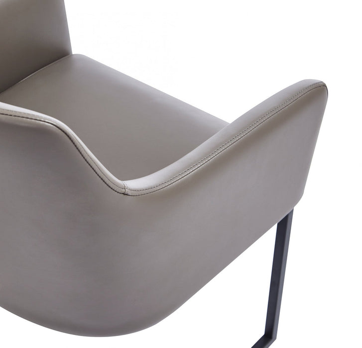 Serena Modern Metal Vegan Leather Armchair in Taupe - Set of 2 Dining Chair 