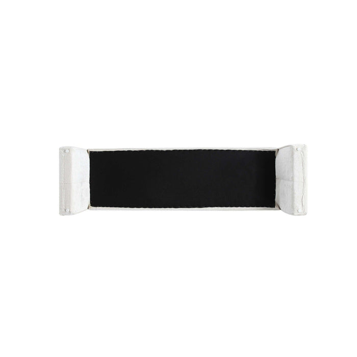 Concord Modern Glam Chenille Accent Bench in Ivory 