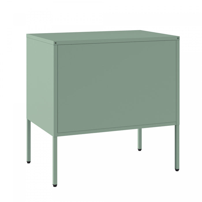 Ava Modern 24\" Metal Accent Cabinet in Sage Green 