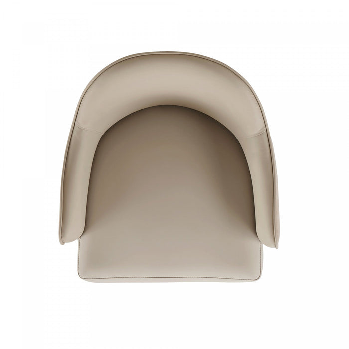 Hillman Modern Wood Vegan Leather and Velvet Armchair in Sand Dining Chair 