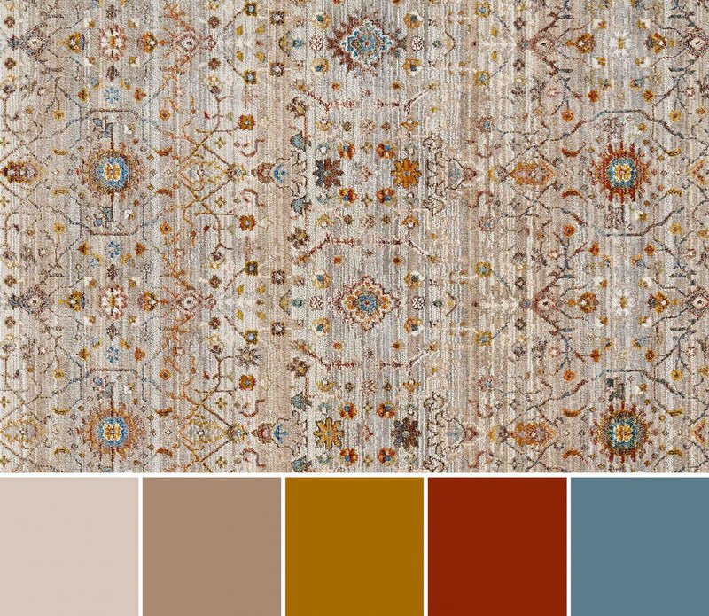 Zaina Traditional 8'0\" x 10'0\" Area Rug in Grey Indoor Area Rug 