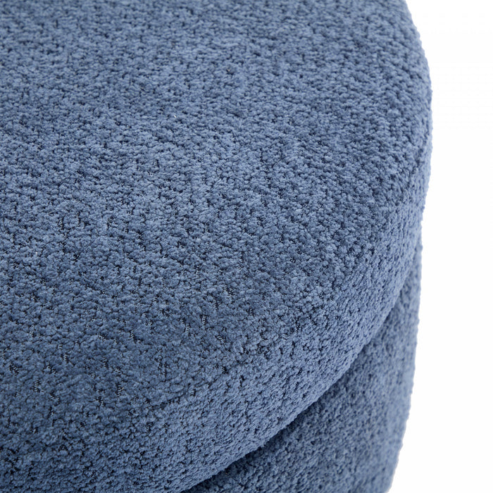 Sophia Round Storage Ottoman Coffee Table with Tufted Upholstery - Blue 