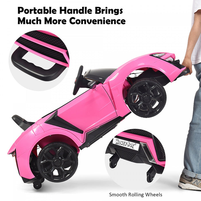 Costway 12v Kids Ride On Car 2.4g Rc Electric Vehicle W/ Lights Mp3 Openable Doors Pink