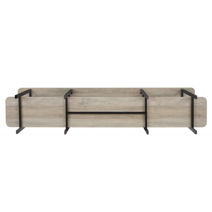 Celine Contemporary Modern 71\" Console Table in Rustic Gray (3-Shelf) 