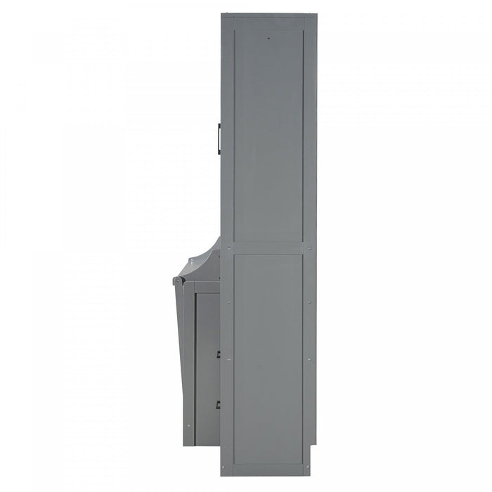 Joyce Closet Queen Murphy Bed With Drawers And Shelves - Grey 