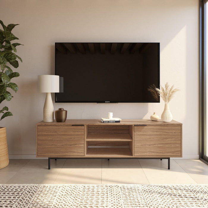 Nordika Hamilton 70\" TV Stand with 2 Storage Cabinets - Light Walnut 