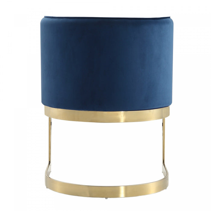 Aura Modern Velvet Metal Dining Chair in Royal Blue - Set of 2 