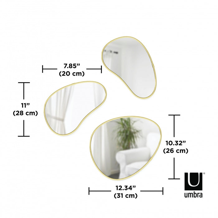 Umbra Hubba Brass Pebble Mirrors - Set of 3