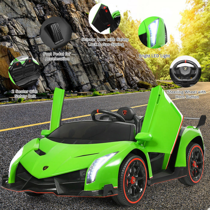 Costway 12v 2-seater Licensed Lamborghini Kids Ride On Car W/ RC & Swing Function Green
