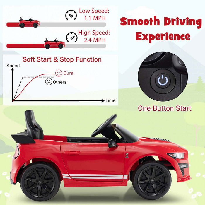 Costway 12v Licensed Ford Mustang Shelby Gt500 Kids Ride On Car With Remote Control Red