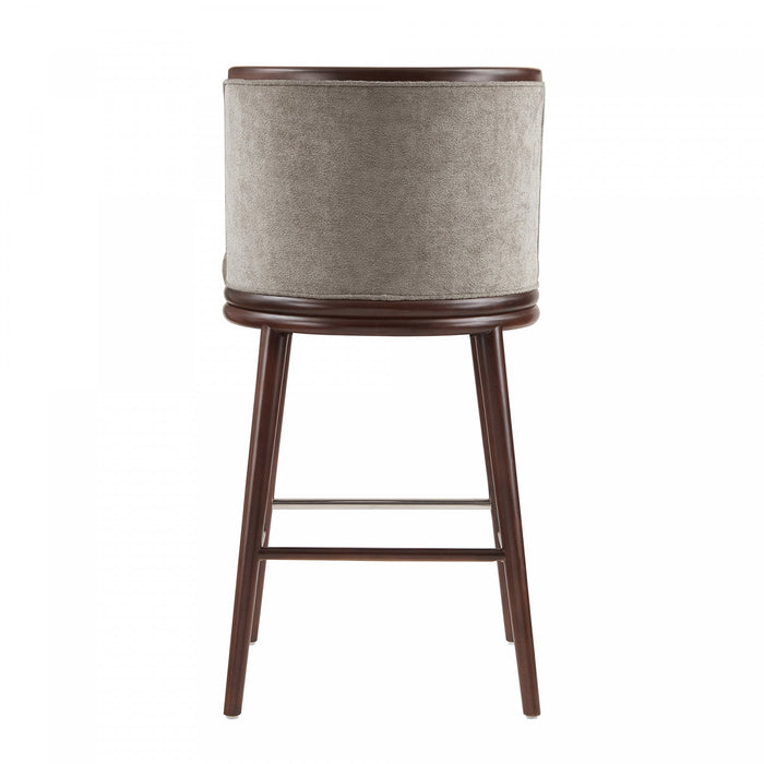 Evalyn Modern Wood Upholstered Barstool in Dove 