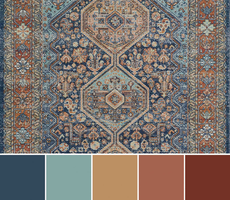 Alicia Traditional 9'3\" x 11'10\" Area Rug in Blue Indoor Area Rug 