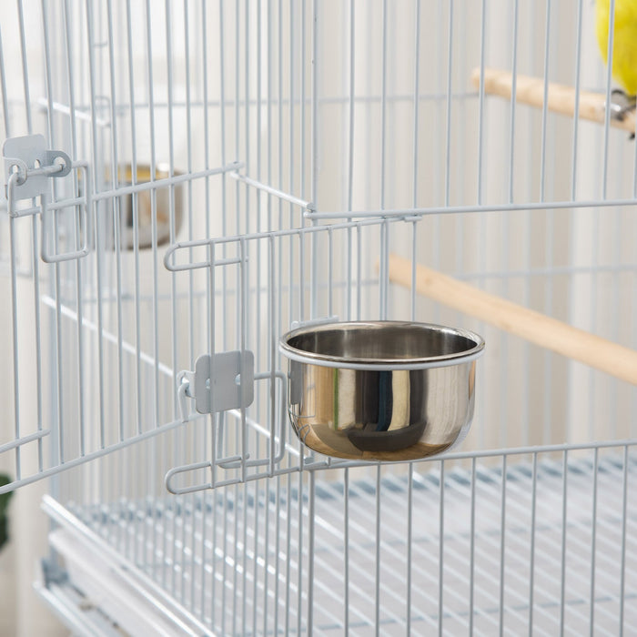 Pawhut 53.9'' Large Rolling Steel Bird Cage Bird House With Detachable Rolling Stand, Storage Shelf,