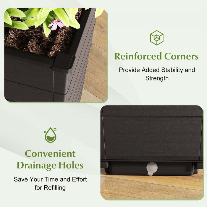 Costway 23" Tall Planter Set Of 2 For Indoor/ Outdoor Use Large Self-watering Plant Pot Brown