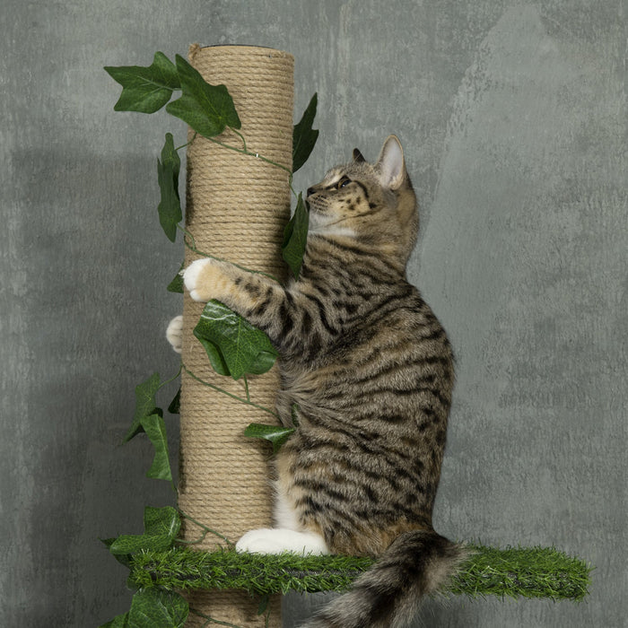 Pawhut 4-tier Floor To Ceiling Cat Tree, Height(80-95inches)adjustable, Tall Cat Tower W/ Anti-slip 