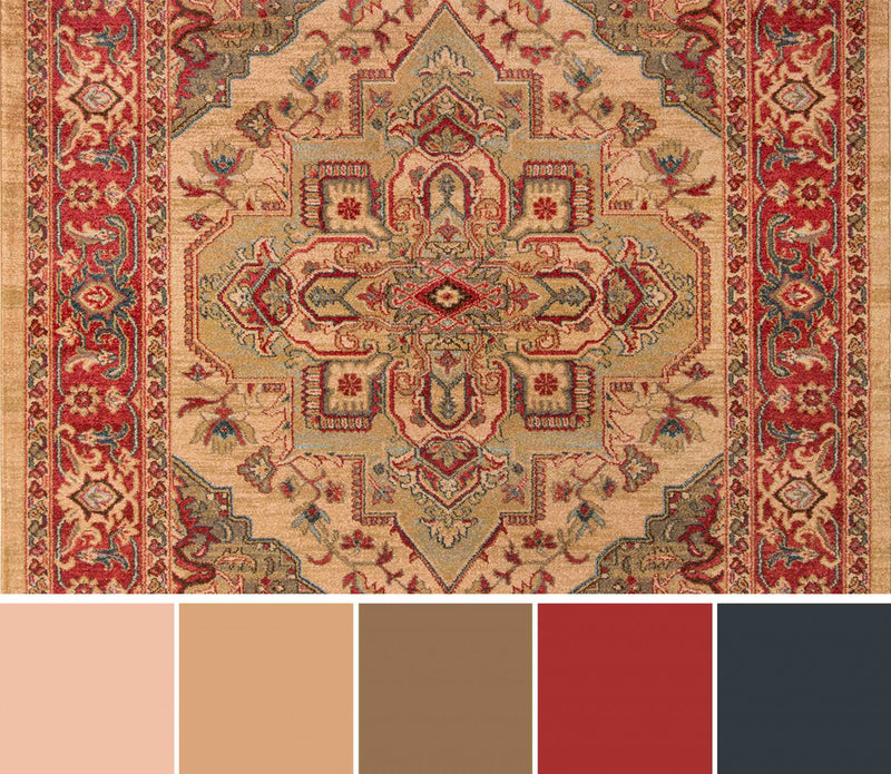Lux Traditional 2'3\" x 7'6\" Runner Rug in Ivory Indoor Area Rug 