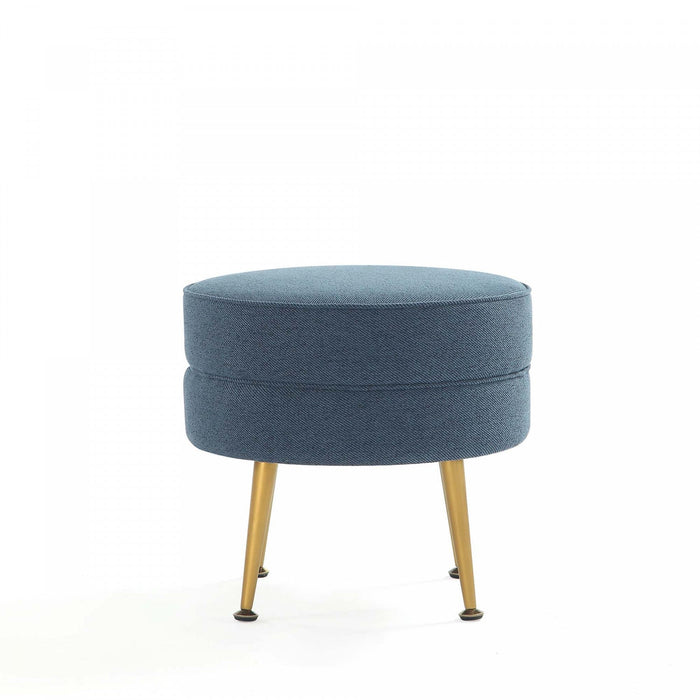 Bailey Mid-Century Modern Upholstered Accent Ottoman in Blue 