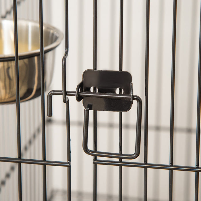 Pawhut 53.9'' Large Rolling Steel Bird Cage Bird House With Detachable Rolling Stand, Storage Shelf,