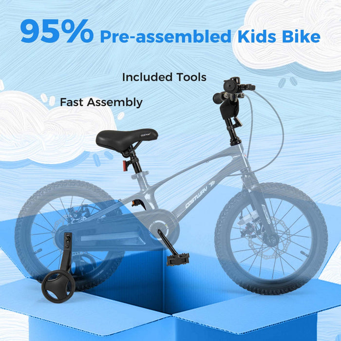 Costway 16" Kid's Bike With Adjustable Handlebar & Saddle Dual Disc Brakes Black