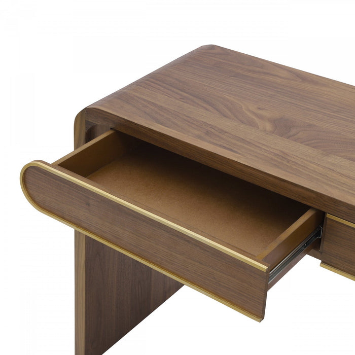 Olivia 47.2\" Wooden Sofa Table with Drawers - Gold 
