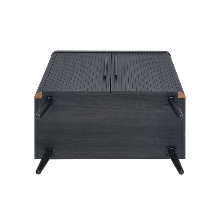 Jodie Mid-Century Modern 31\" Fluted Accent Cabinet in Charcoal Gray 