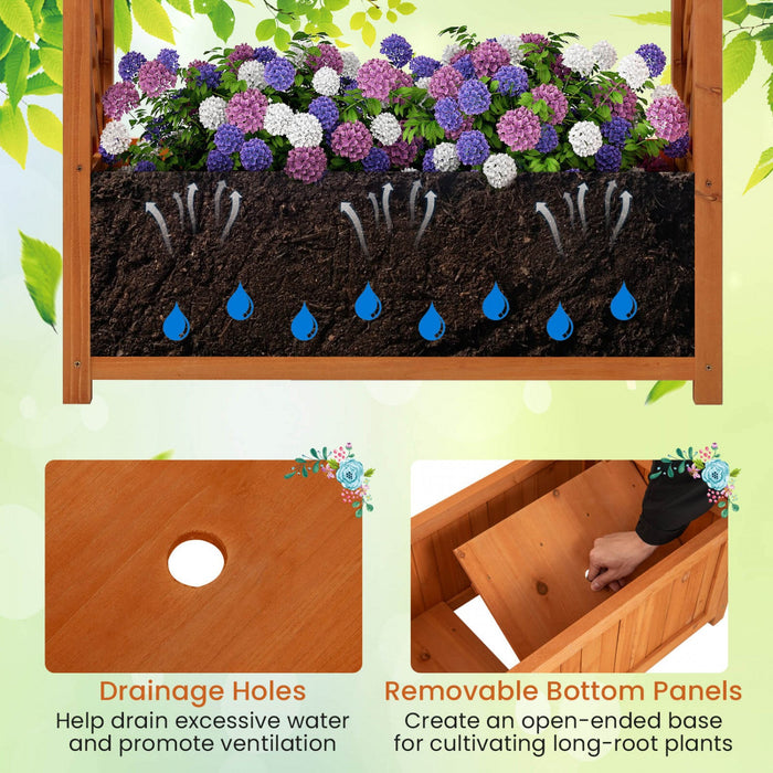 Costway 1 Pcs Raised Garden Bed Wooden Elevated Planter Box With Lattice Trellis & Ached Roof