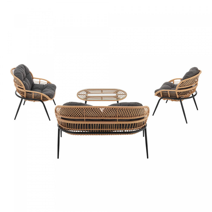 Pine Modern 4-Piece Conversation Set in Gray Patio Seating Package 