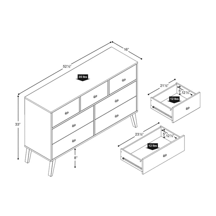 Milo 7-Drawer Dresser - White
