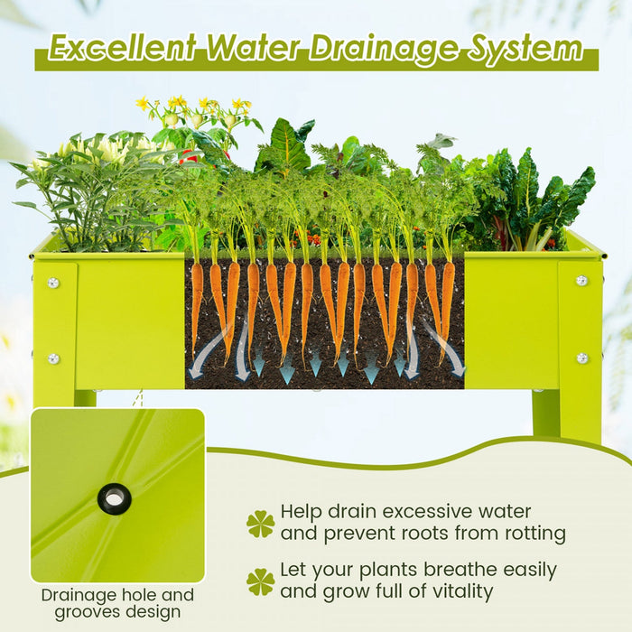 Costway 24" Raised Garden Bed With Legs Metal Elevated Planter Box Drainage Hole Backyard Green
