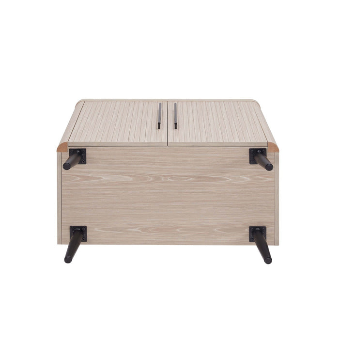 Jodie Mid-Century Modern 31\" Fluted Accent Cabinet in Whitewashed Oak 