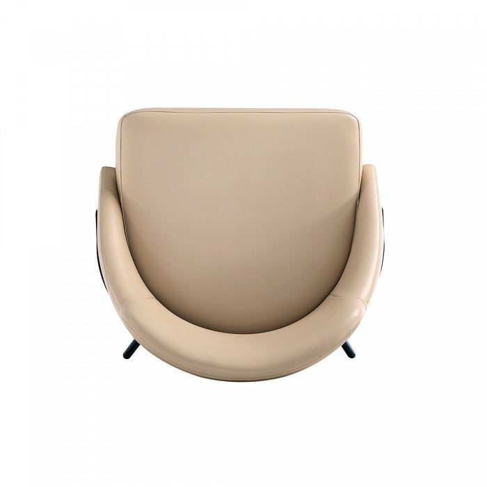 Gracie Modern Metal Vegan Leather Dining Chair in Tan and Black Armoire 
